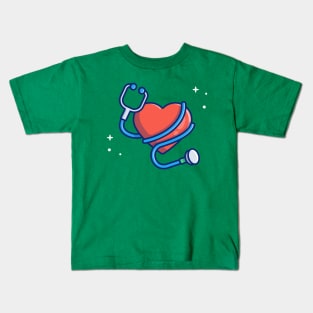 Heart With Stethoscope Cartoon Kids T-Shirt